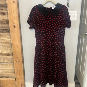 Unique Vintage Black and Red Midi Dress